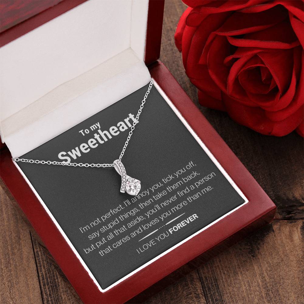 Sweetheart Necklace - 14K White Gold Over Stainless Steel - Alluring Alluring Beauty Necklace
