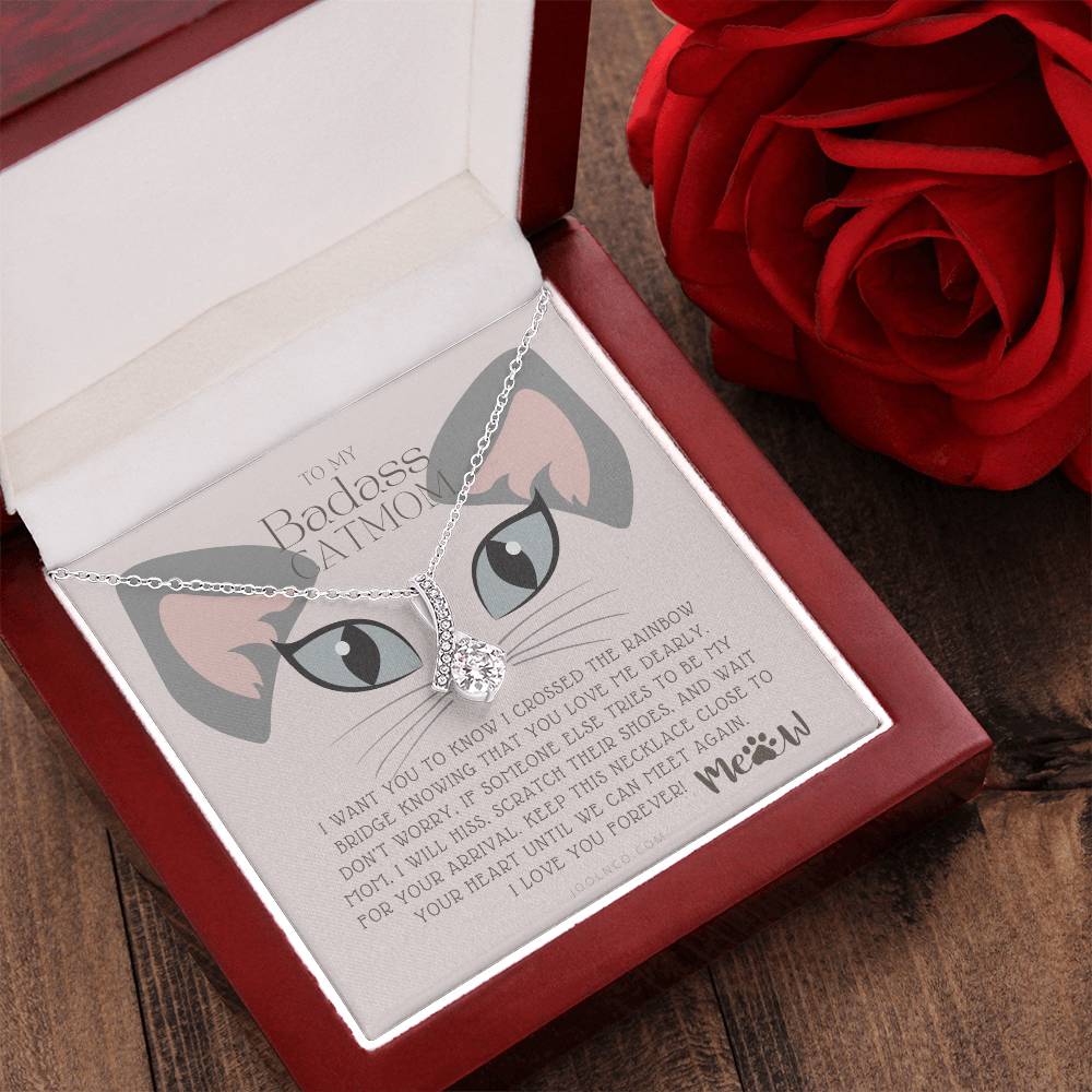 To My Badass Cat Mom Until We Can Meet Again Necklace Loss Of Cat Memorial Necklace Cat Loss Gifts Rainbow Bridge Cat Pet Sympathy Gift Alluring Beauty Necklace