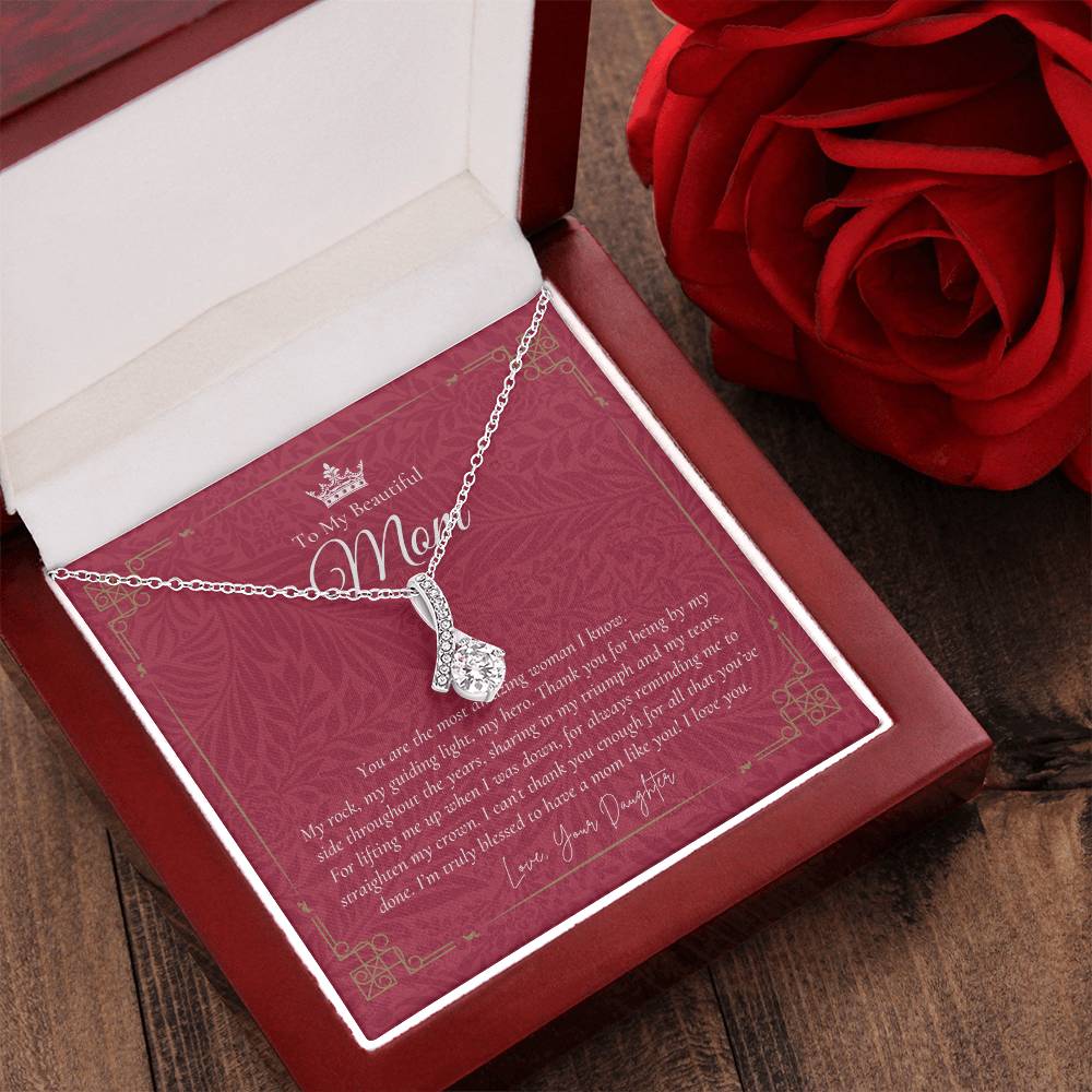 To My Beautiful Mom Necklace  Badass Mom Gift  Mother’S Day Gift  Birthday Gift  Gift From Daughter On Wedding Day 4 Alluring Beauty Necklace