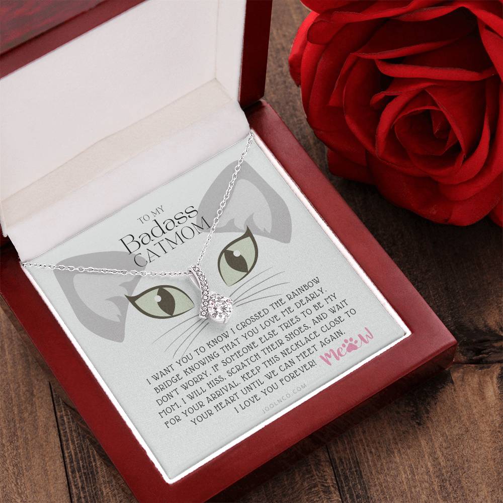 To My Badass Cat Mom Until We Can Meet Again Necklace Loss Of Cat Memorial Necklace Cat Loss Gifts Rainbow Bridge Cat Pet Sympathy Gift 6 Alluring Beauty Necklace