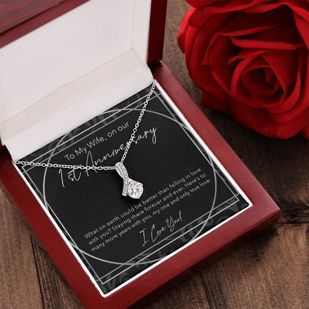 Petite Ribbon Pendant Necklace Anniversary Gift For Wife To My Wife Wife Jewelry Anniversary Necklace Wife Gift Sentimental Anniversary Alluring Beauty Necklace