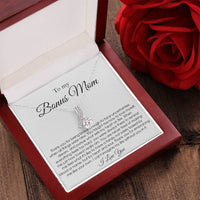 To My Bonus Mom Gift From Daughter Or Son Bonus Mom Necklace Step Mom Gift For Birthday & Mother's Day Unique Message Card To Stepmom Alluring Beauty Necklace