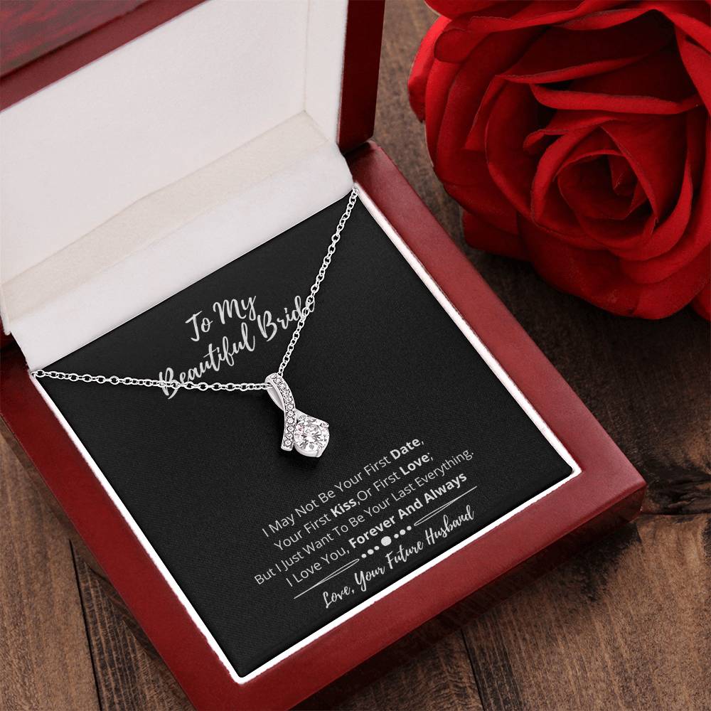 To My Beautiful Bride Crystal Necklace - I Love You Alluring Beauty Necklace