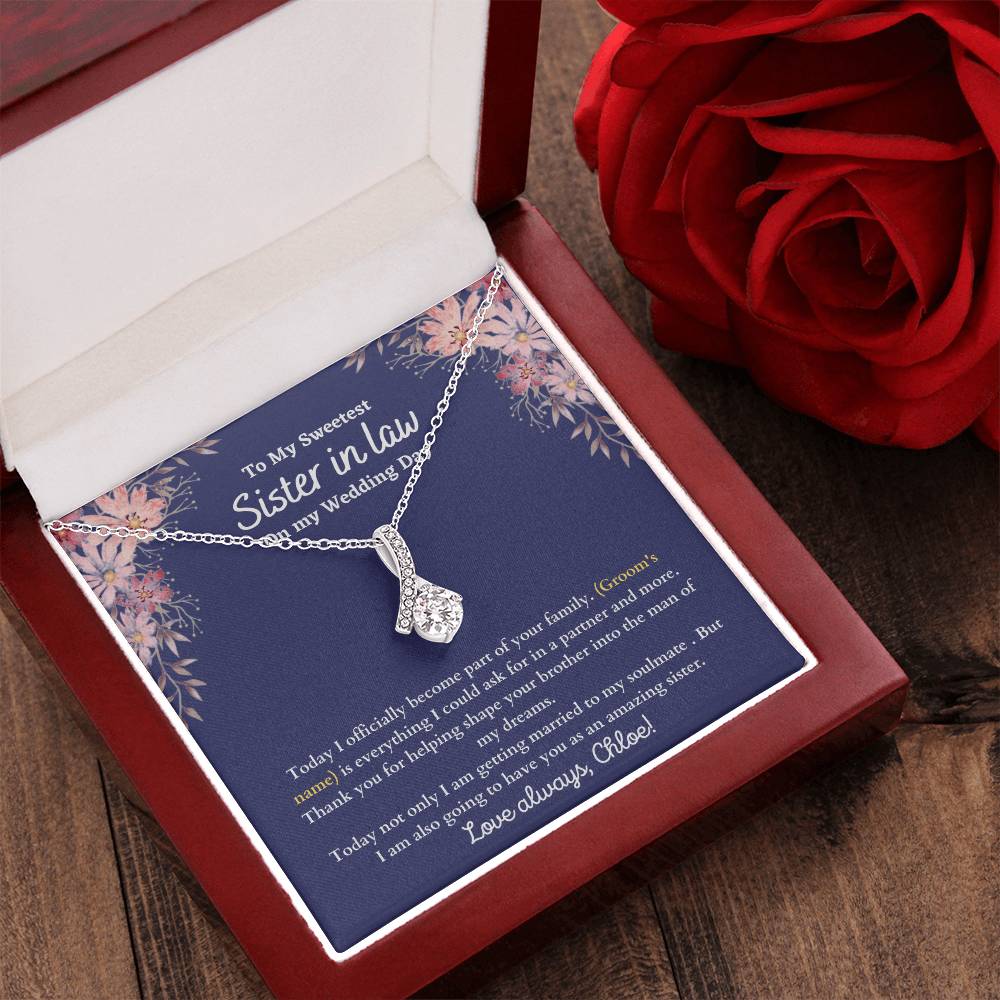 Sister In Law On My Wedding Day - Ribbon Alluring Beauty Necklace