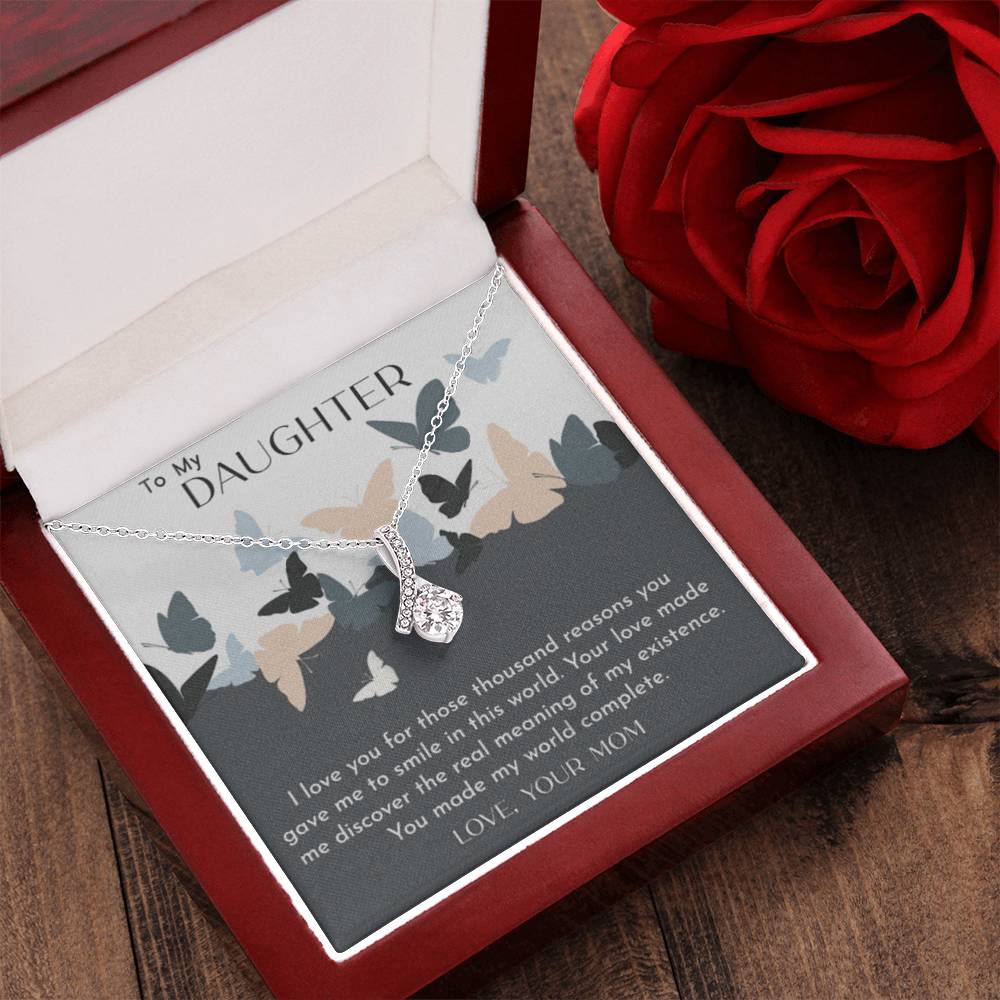 To My Daughter - Love Your Mom - 92.5 Sterling Silver Pendant Alluring Beauty Necklace