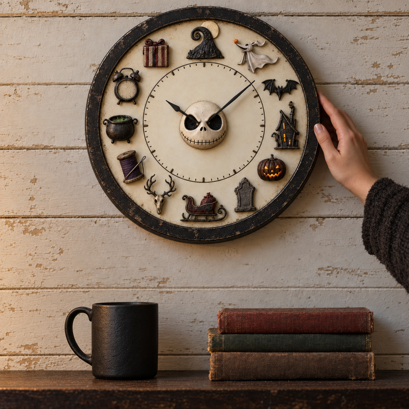 Moonlit Skeleton Story Wall Clock