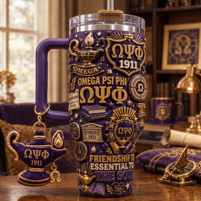 Purple and Gold Fraternity Glam 40oz Tumbler
