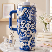 Blue White Sisterhood Bling 40oz Tumbler