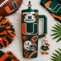 Miami Hurricane Football Bling 40oz Tumbler