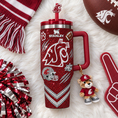 Washington State Cougar Rhinestone 40oz Tumbler