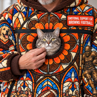 Cleveland Stained Glass Cat Pouch Hoodie