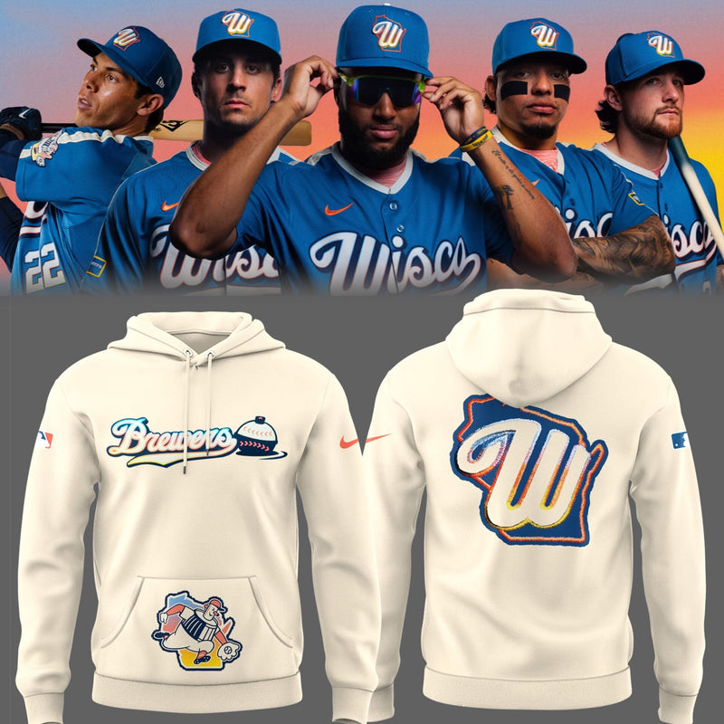 Milwaukee Wisco Way Cream Baseball Hoodie