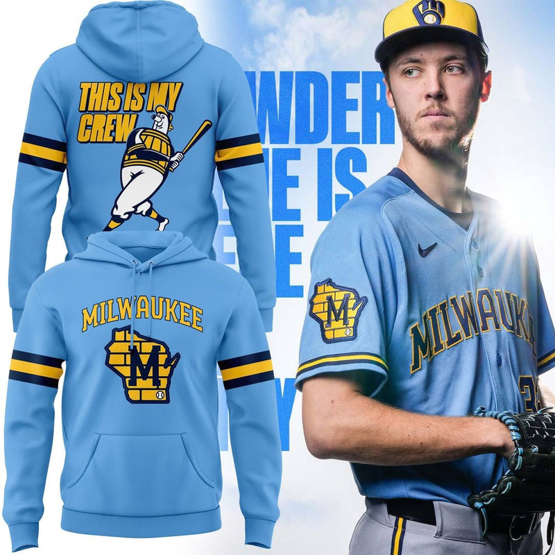 Milwaukee This Is My Crew Powder Blue Baseball Hoodie