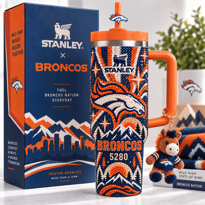 Denver Football Fan Rhinestone 40oz Tumbler
