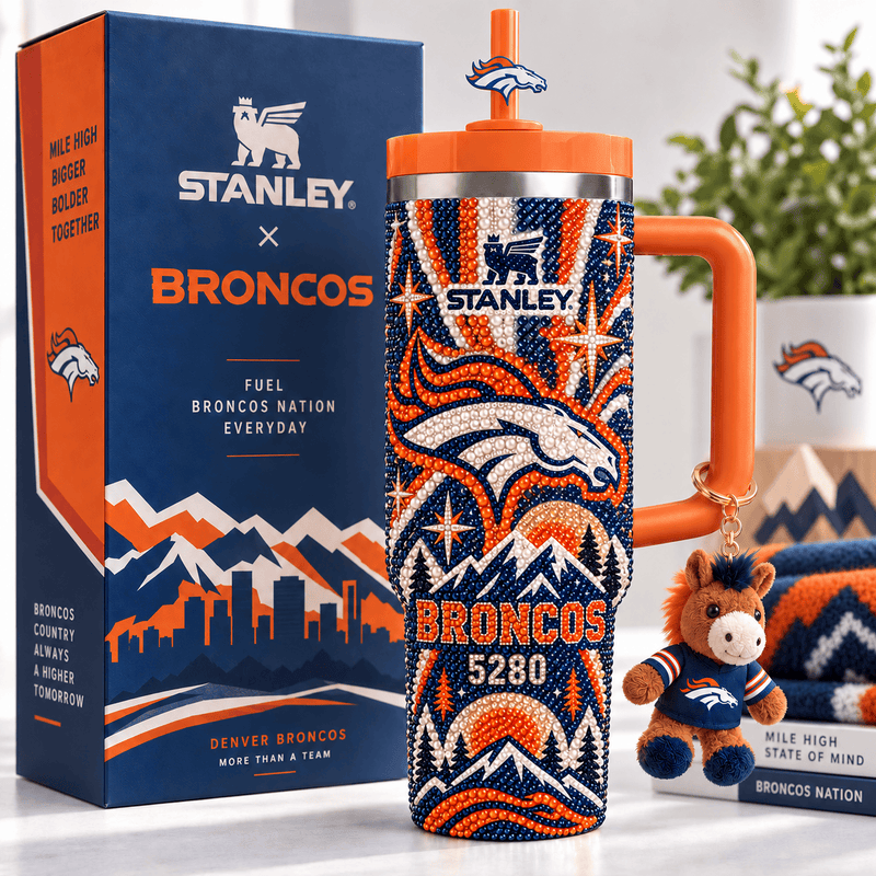 Denver Football Fan Rhinestone 40oz Tumbler