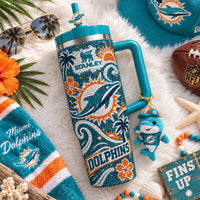 Miami Dolphin Football Gilded 40oz Tumbler