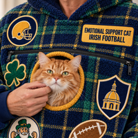 South Bend Tartan Patches Cat Pouch Hoodie