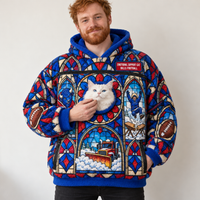 Buffalo Stained Glass Cat Pouch Hoodie