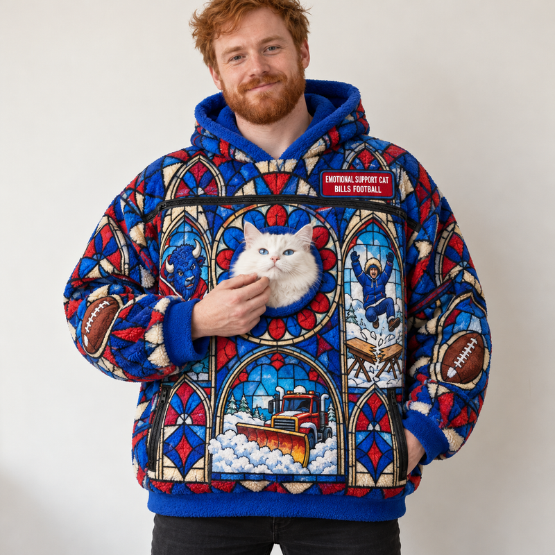 Buffalo Stained Glass Cat Pouch Hoodie