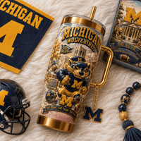 Michigan Wolverine Football Bling 40oz Tumbler
