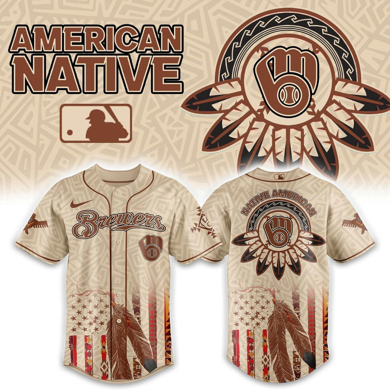 Milwaukee American Native Heritage Tan Baseball Jersey