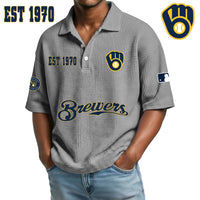 Milwaukee Navy Waffle Baseball Polo
