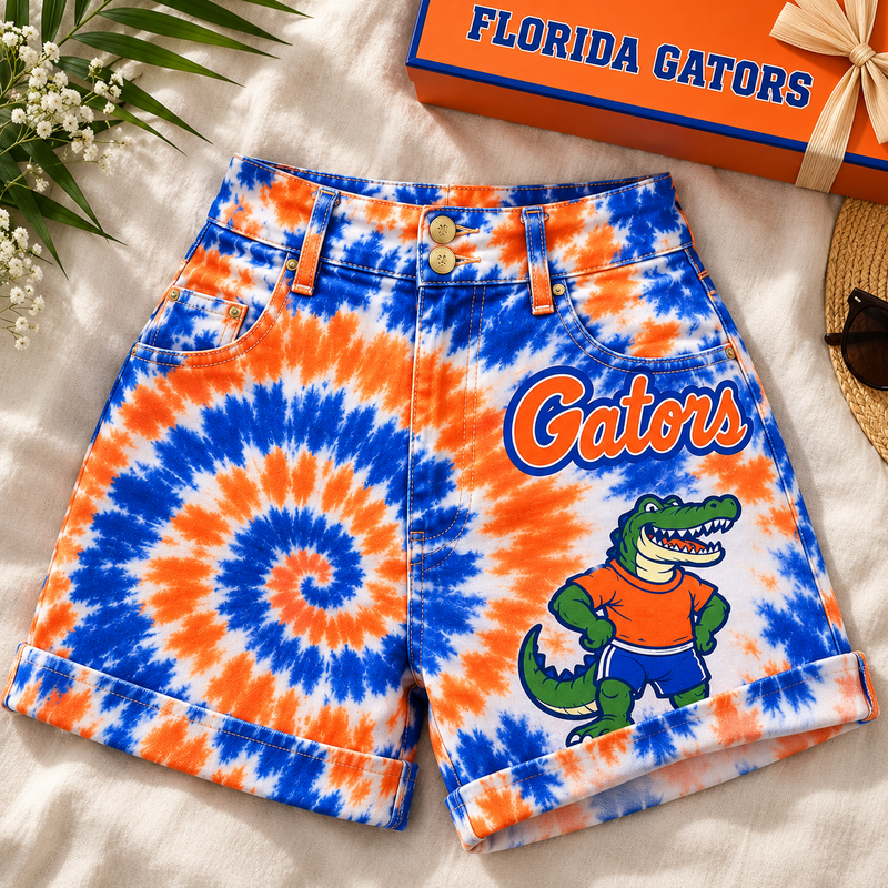 Gainesville Tie-Dye Spiral Cuffed Shorts