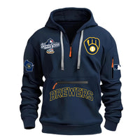 Milwaukee Zip Pocket Grey Baseball Hoodie