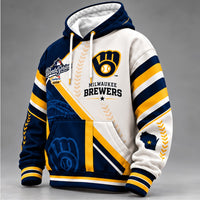 Milwaukee Navy Cream Stripe Baseball Hoodie