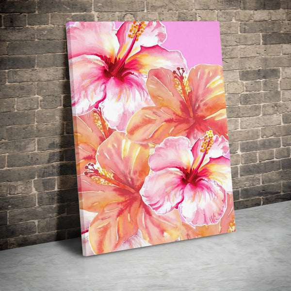 Watercolor Hibiscus Floral printable wall art digital download
