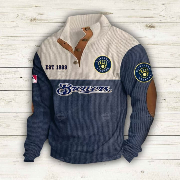 Milwaukee Corduroy Quarter Zip Baseball Pullover