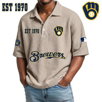 Milwaukee Navy Waffle Baseball Polo