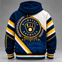 Milwaukee Navy Cream Stripe Baseball Hoodie