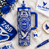 Blue White Sisterhood Glam 40oz Tumbler