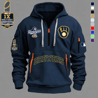 Milwaukee Zip Pocket Navy Baseball Hoodie