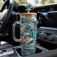 Miami Dolphin Football Glam 40oz Tumbler