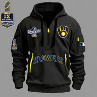 Milwaukee Zip Pocket Navy Baseball Hoodie