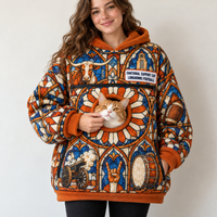 Austin Stained Glass Cat Pouch Hoodie