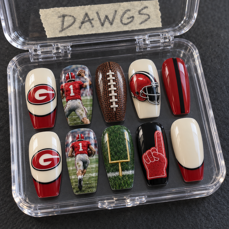 Athens Football Fan Press On Nails