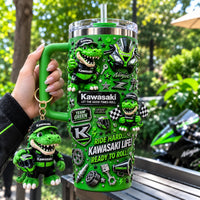 Green Racing Motorcycle Dazzle 40oz Tumbler