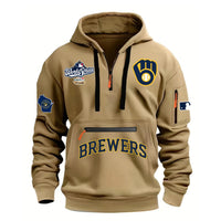 Milwaukee Zip Pocket Grey Baseball Hoodie