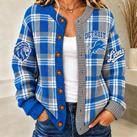 Detroit Plaid Knit Women's Cardigan
