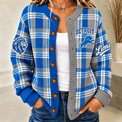 Detroit Plaid Knit Women's Cardigan