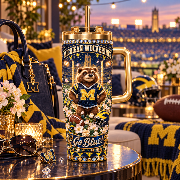 Michigan Rhinestone 40oz Tumbler - Lifestyle