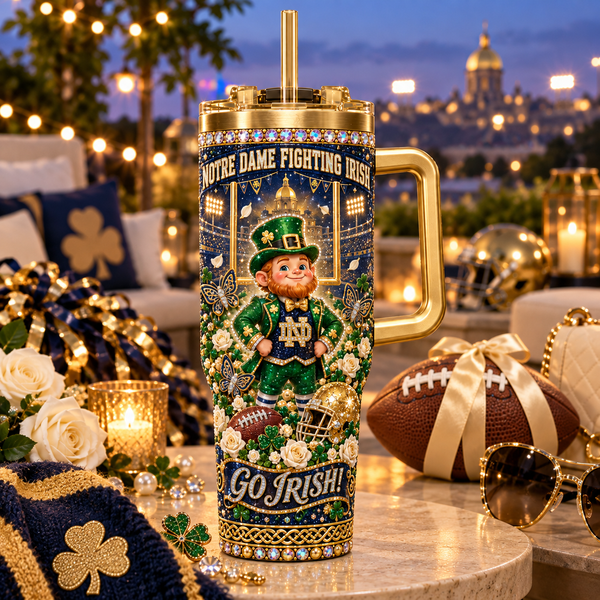 Notre Dame Rhinestone 40oz Tumbler - Lifestyle