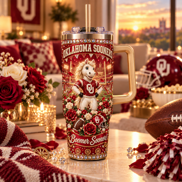 Oklahoma Rhinestone 40oz Tumbler - Lifestyle